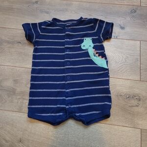 Carter's Blue Striped Dinosaur One Piece